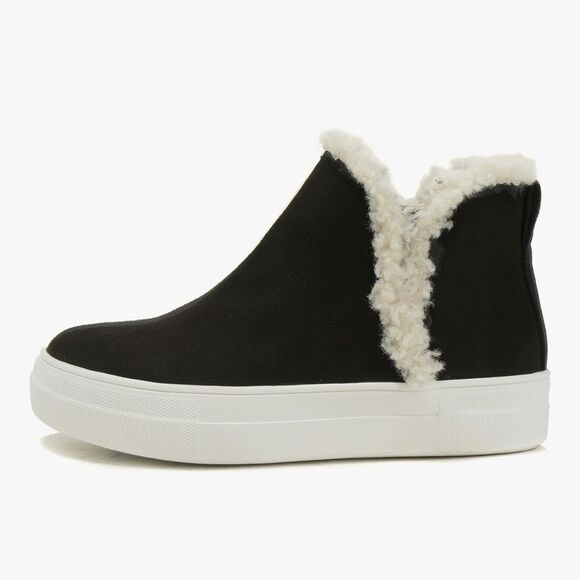 Soda Figure Women’s Faux Fur Trim Fashion High Top Slip On Sneaker Bootie size 7 - Picture 1 of 14